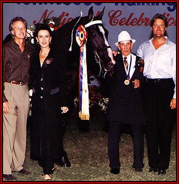 The RPM team - Trainer, Bud Dun, and RPM's owners, Rusty Hyneman of Memphis, and Tommy and Nancy Mills of Eads and Shelbyville Tennessee